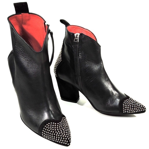 GEO+ Shoes - GIO+ 🇮🇹 BLACK LEATHER HEELED BOOTIE